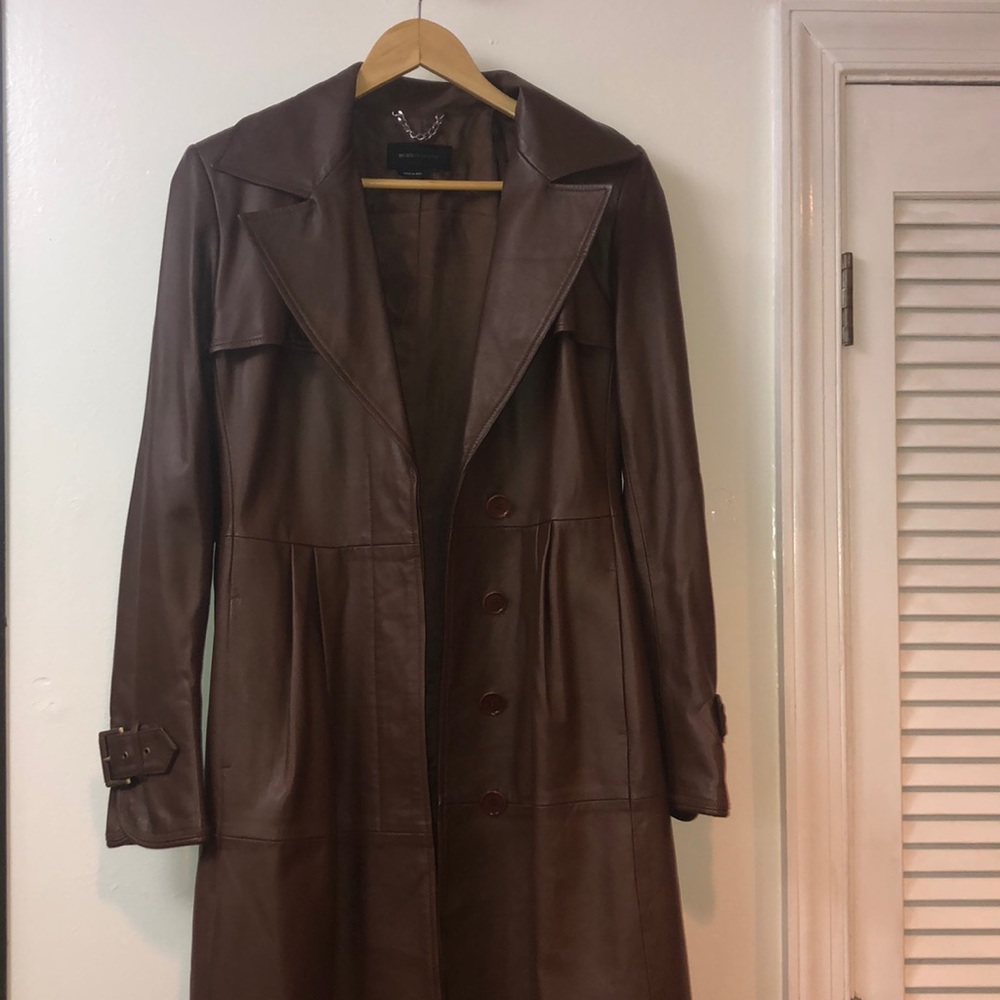 BCBG Maxazri leather trench coat